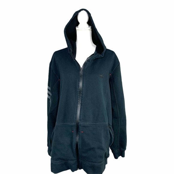 Adidas Original Hoodie Sweatshirt Sz XL Black Mens - Picture 1 of 7